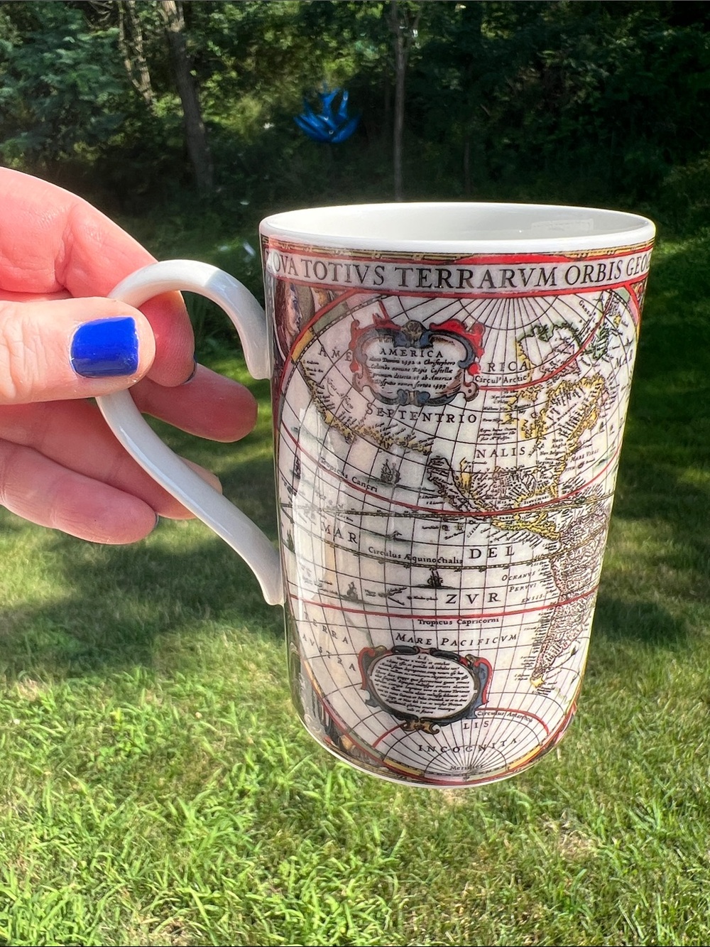 Vintage Dunoon Scotland Stoneware Mug Historical Cartography Map 1600s Engraving